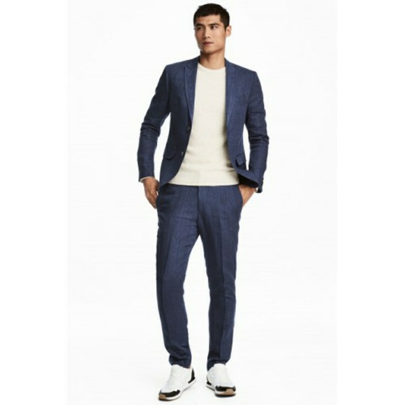slim fit linen suit pants
